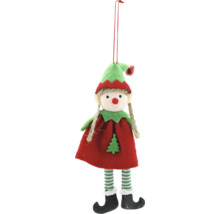 Décoration suspendue de lutin de Noël avec des jambes rayées