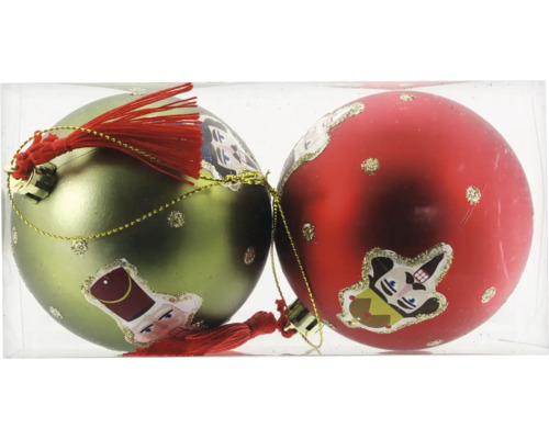 Boules pour sapin de Noël en plastique Ø 8 cm vert/rouge 27 pièces