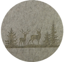 Dessous de plat en feutre avec motif cerf et sapin