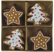 Pendentifs décoratifs en feutre en forme d''étoiles et de sapins de Noël, style pain d''épices, en set