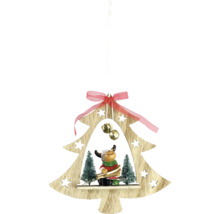 Weihnachtsbaumanhänger aus Holz mit Elchmotiv und Schleife
