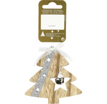 Décoration de sapin de Noël en bois avec des étoiles et une cloche