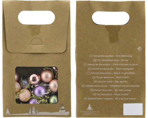 Boules pour sapin de Noël en plastique Ø 2,5 cm violet vert crème 27 pièces