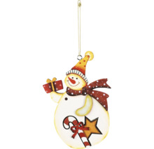 Schneemann-Weihnachtsbaumschmuck mit Geschenk und Zuckerstange