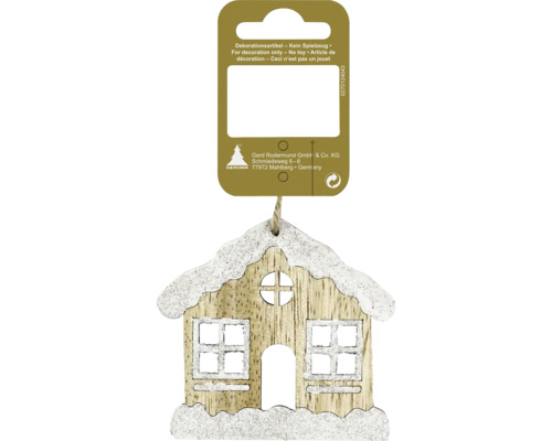 Décoration de Noël suspension maison en bois blanc