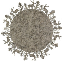Dessous de plat rond en feutre avec motifs de cerfs et de sapins