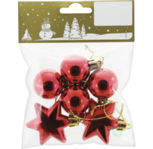 Emballage avec boules de Noël et étoiles en plastique