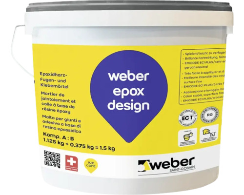 Weber Epoxidharz Fugenmörtel und Klebemörtel mittelgrau 1.5kg