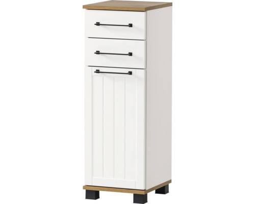 Meuble bas Möbelpartner Jelda lxhxp 30.3x88.1x32.6 cm blanc mat chêne campagnard décor