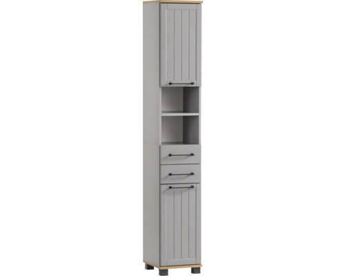 Armoire haute Möbelpartner Jelda lxhxp 30.3x180.9x32.6 cm gris platine chêne campagnard décor