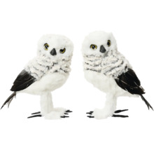 Deux figurines décoratives de hiboux blancs