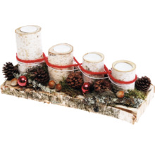 Adventskranz mit Birkenholz und Dekorationen