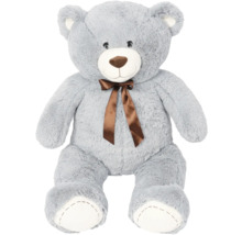 Ours en peluche gris avec noeud marron