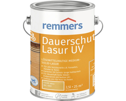 Remmers Dauerschutz Lasur UV, lasure pour bois contenant des solvants en bidon de 2,5 litres