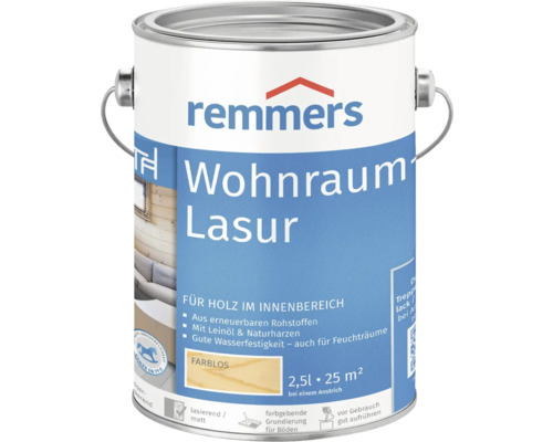 Remmers Wohnraum Lasur Lasure pour bois incolore, boîte de 2,5 litres