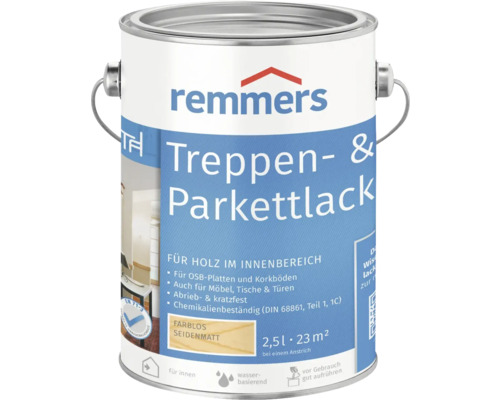 Remmers Vernis escaliers et parquets incolore satiné, pot de 2,5 litres
