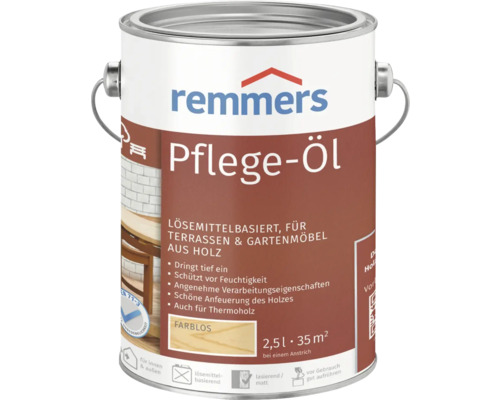 Remmers Huile d'entretien incolore 2,5 l Huile d''entretien Remmers pour terrasses et meubles de jardin, bidon de 2,5 litres