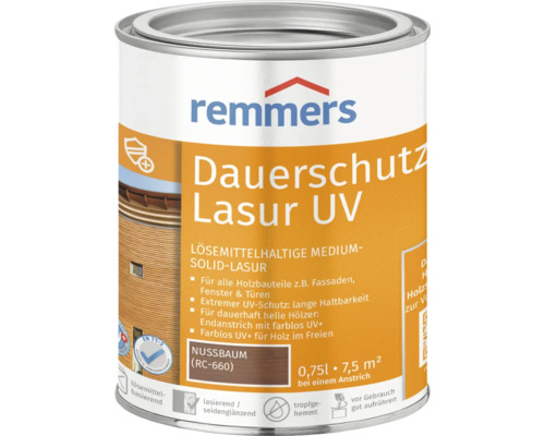 Lasure de protection anti-UV longue durée Remmers noyer 750 ml