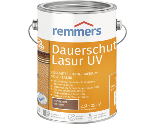 Remmers Dauerschutz Lasur UV lasure pour bois noyer, contenance 2,5 litres