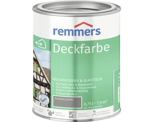 Remmers Deckfarbe, dunkelgrau, 0,75 Liter Dose für Innen- und Aussenbereiche