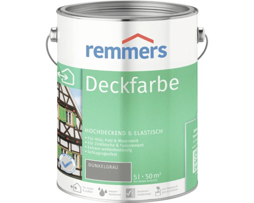 Remmers Deckfarbe, dunkelgrau, 5 Liter Dose