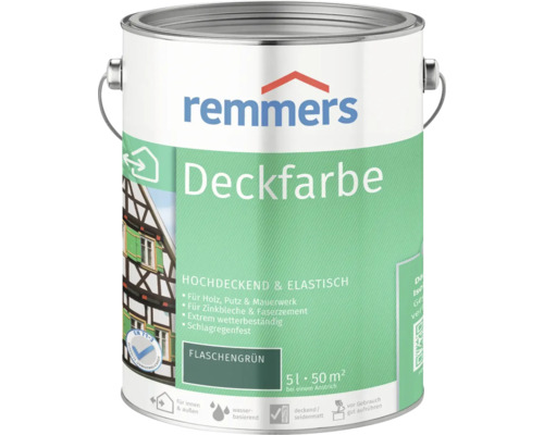 Farbeimer Remmers Deckfarbe Flaschengrün, 5 Liter