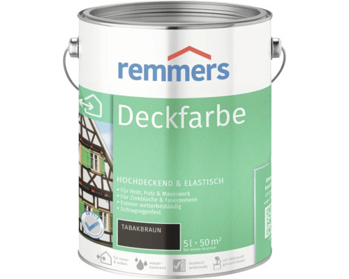 Farbeimer mit Remmers Deckfarbe Tabakbraun