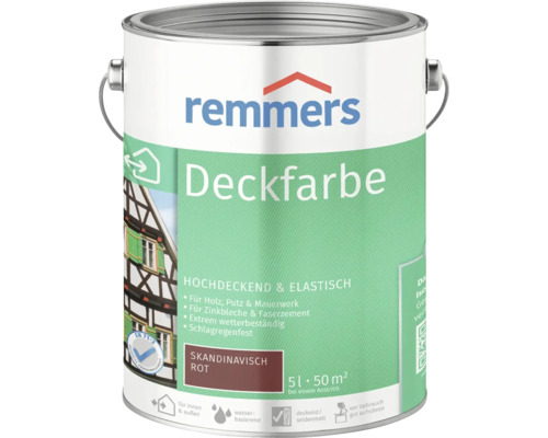 Pot de peinture Remmers Deckfarbe Rouge Scandinave, 5 litres