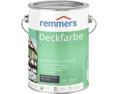 Pot de peinture Remmers Deckfarbe gris anthracite RAL 7016, contenu : 2,5 litres