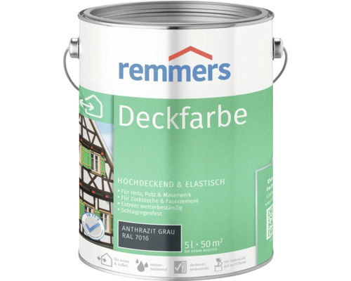 Pot de peinture Remmers Deckfarbe gris anthracite, 5 litres
