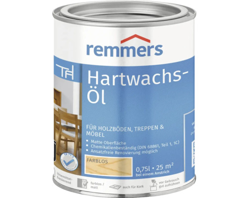 Huile-cire dure incolore Remmers 750 ml Huile dure cire Remmers incolore en bidon de 0,75 litre pour planchers en bois, escaliers et meubles