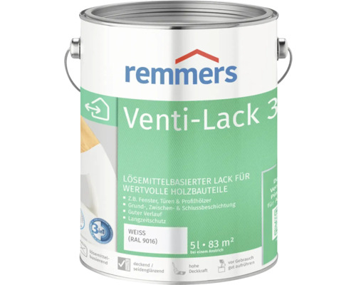 Farbeimer Remmers Venti-Lack 3, lösemittelbasierter Lack für Holzbauteile, fünf Liter