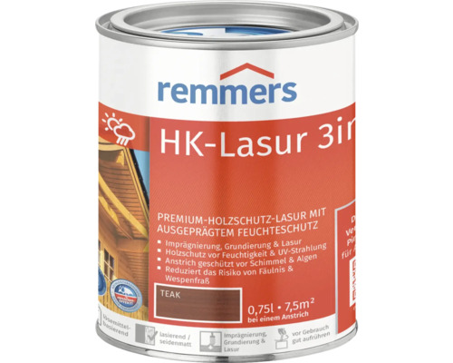 Boîte de peinture Remmers HK Lasur 3en1 Teak, 0,75 litre