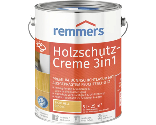 Remmers Holzschutz Crème 3en1, 5 litres, chêne clair, pour la protection du bois