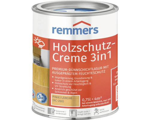 Remmers Holzschutz-Creme 3in1 Dose, Inhalt 0,75 Liter, für Imprägnierung, Grundierung und Lasur