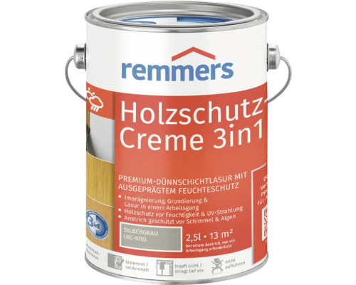 Boîte de crème de protection du bois 3en1, gris argenté, 2,5 litres de Remmers