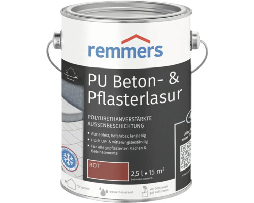 Lasure pour béton et pavé Remmers PU rouge 2,5 l Pot de lasure PU pour béton et pavés de Remmers