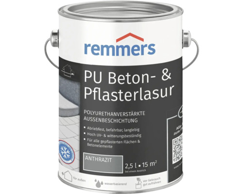 Remmers PU Beton- und Pflasterlasur anthrazit 2,5 l Remmers PU Beton- und Pflasterlasur im Metalleimer mit 2,5 Liter Inhalt