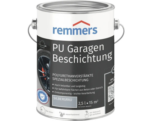 Revêtement de garage Remmers PU gris argent mat 2,5 l