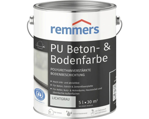 Remmers PU Betonfarbe und Bodenfarbe lichtgrau 5 L Remmers PU Beton- und Bodenfarbe im Metalleimer