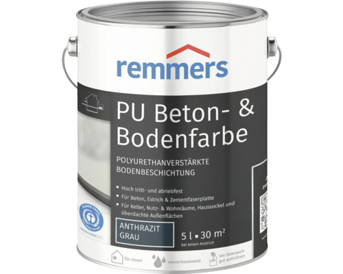 Remmers PU Betonfarbe und Bodenfarbe anthrazit 5 L Remmers PU Beton- und Bodenfarbe, Anthrazitgrau, 5 Liter Dose