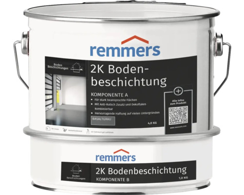 Enduction pour sol en résine époxy Remmers bicomposant brillant satiné gris basalte 5 kg Enduction pour sol en résine époxy Remmers bicomposant brillant satiné gris basalte 5 kg