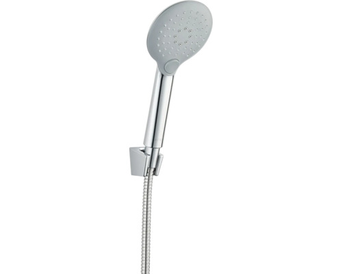 Kit douchette AVITAL LUDINA eco rond Ø 110 mm y compris flexible de douche 1250 mm chrome Douchette avec flexible de douche et support