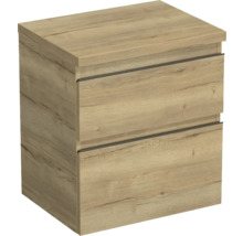 Meuble sous-lavabo couleur bois avec deux tiroirs