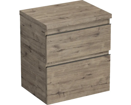 Waschtischunterschrank Jungborn TRENTA BxHxT 56.7x64.6x44.5 cm wellington eiche - Griff schwarz Waschtischunterschrank mit zwei Schubladen in Holzoptik