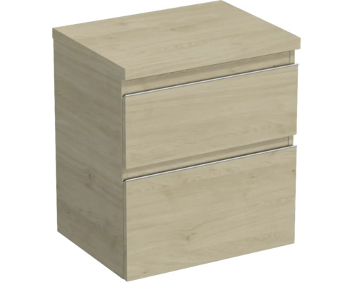 Waschtischunterschrank Jungborn TRENTA BxHxT 56.7x64.6x44.5 cm kendal eiche natur - Griff silber