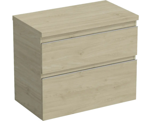 Waschtischunterschrank Jungborn TRENTA BxHxT 76.7x64.6x44.5 cm kendal eiche natur - Griff silber