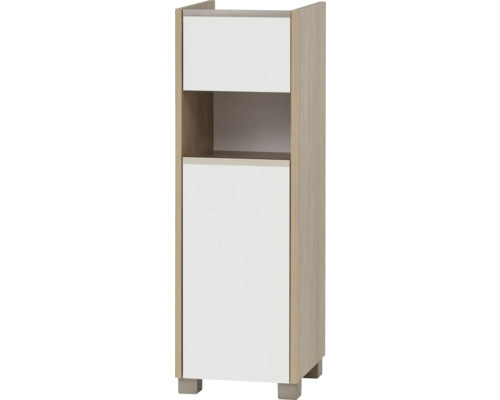 Unterschrank Möbelpartner Juba BxHxT 30.2x94.7x33 cm eiche hell-kreideweiss Schrank mit einer Schublade, einem offenen Fach und einer Tür