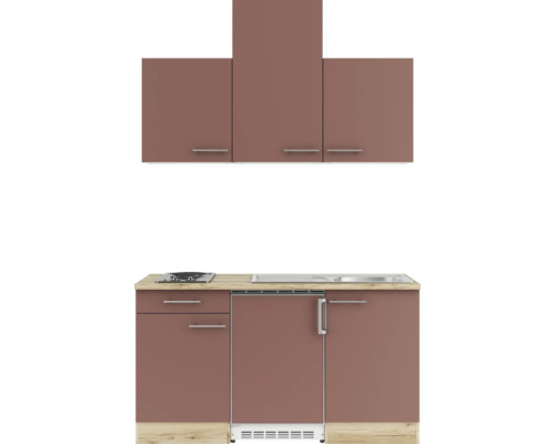 Moderne Küchenzeile mit Spüle, Kochfeld und Hängeschränken