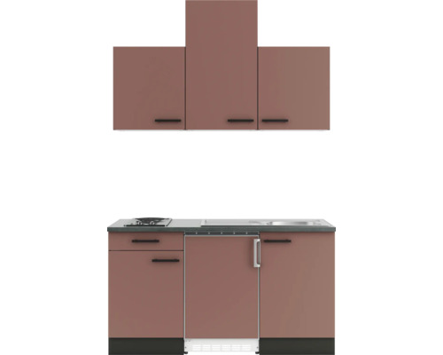 Kompakte Küchenzeile mit Hängeschränken, Spüle und Kochfeld